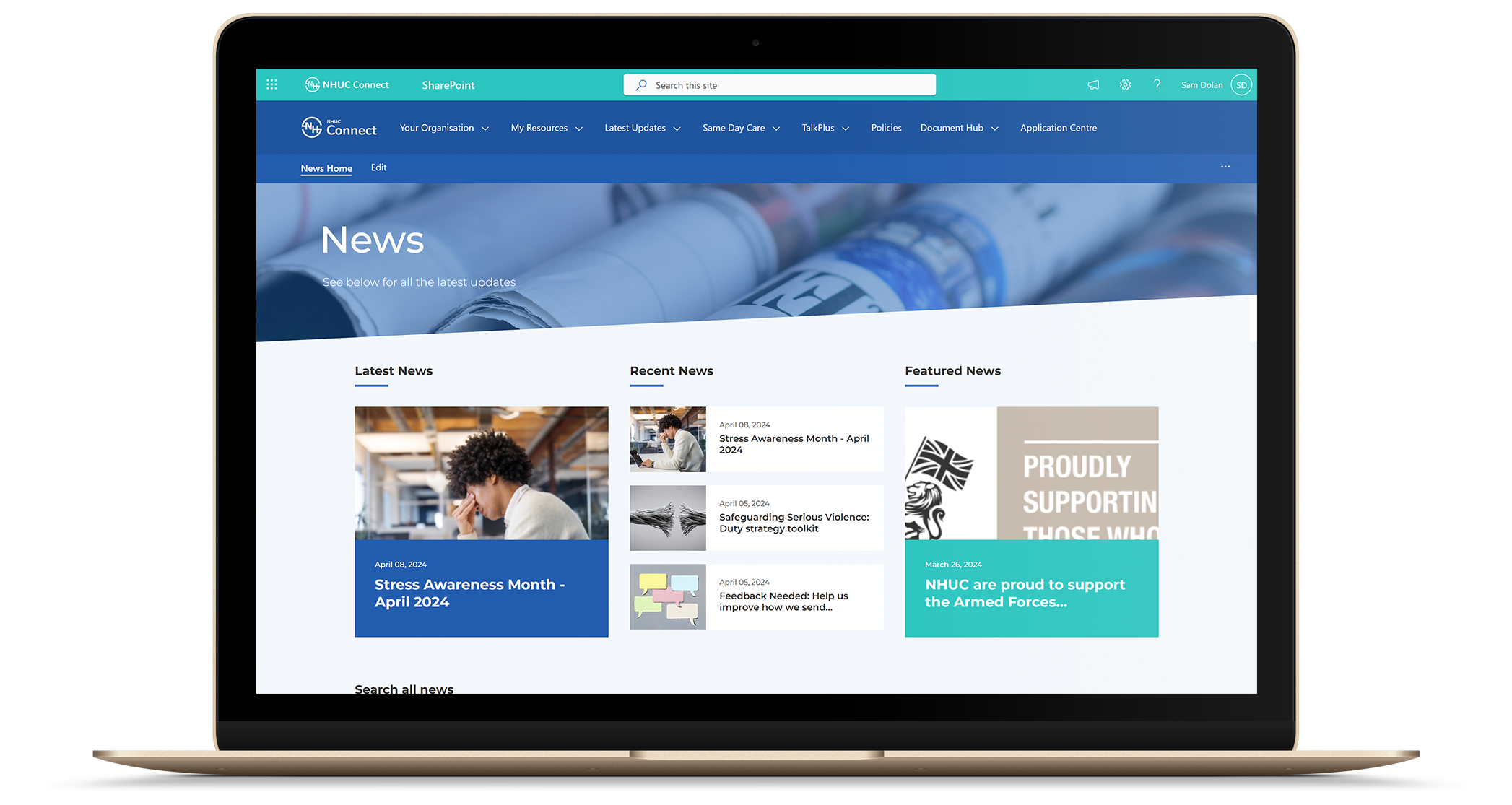 NHUC Connect SharePoint Intranet News